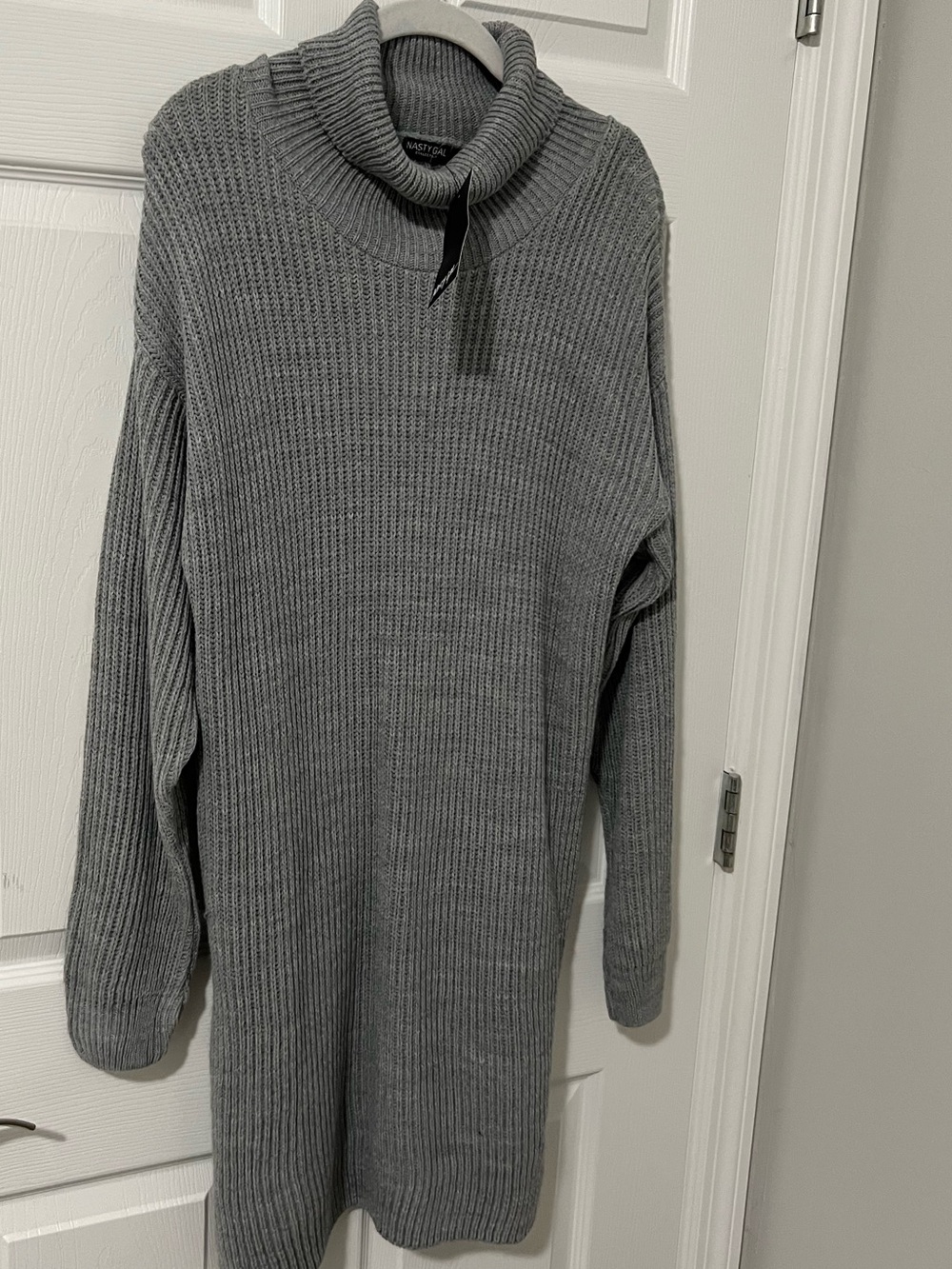 Nasty Gal Gray Ribbed Turtleneck Sweater Dress